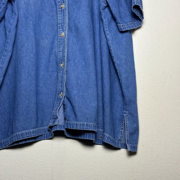 Bobbie Brooks Denim Jean Shirt Button Floral Embroidered Pant Women 26 Pink Boho - Picture 10 of 11